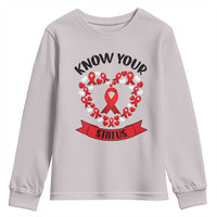 Know Your Status Red Ribbon HIV AIDS Awareness Support Month Gift Youth Sweatshirt - Wonder Print Shop