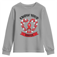 Know Your Status Red Ribbon HIV AIDS Awareness Support Month Gift Youth Sweatshirt - Wonder Print Shop