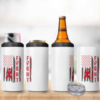 Fight For A Cure HIV AIDS Awareness 4 in 1 Can Cooler Tumbler Patriotic Red Ribbon Gift - Wonder Print Shop