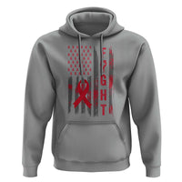 Fight For A Cure HIV AIDS Awareness Hoodie Patriotic Red Ribbon Gift - Wonder Print Shop