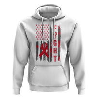 Fight For A Cure HIV AIDS Awareness Hoodie Patriotic Red Ribbon Gift - Wonder Print Shop