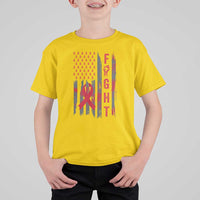 Fight For A Cure HIV AIDS Awareness T Shirt For Kid Patriotic Red Ribbon Gift - Wonder Print Shop