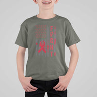 Fight For A Cure HIV AIDS Awareness T Shirt For Kid Patriotic Red Ribbon Gift - Wonder Print Shop