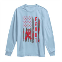 Fight For A Cure HIV AIDS Awareness Long Sleeve Shirt Patriotic Red Ribbon Gift - Wonder Print Shop