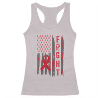 Fight For A Cure HIV AIDS Awareness Racerback Tank Top Patriotic Red Ribbon Gift - Wonder Print Shop