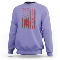 Fight For A Cure HIV AIDS Awareness Sweatshirt Patriotic Red Ribbon Gift - Wonder Print Shop