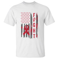 Fight For A Cure HIV AIDS Awareness T Shirt Patriotic Red Ribbon Gift - Wonder Print Shop