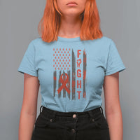 Fight For A Cure HIV AIDS Awareness T Shirt For Women Patriotic Red Ribbon Gift - Wonder Print Shop
