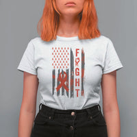 Fight For A Cure HIV AIDS Awareness T Shirt For Women Patriotic Red Ribbon Gift - Wonder Print Shop