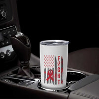 Fight For A Cure HIV AIDS Awareness Tumbler Cup Patriotic Red Ribbon Gift - Wonder Print Shop