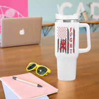 Fight For A Cure HIV AIDS Awareness Tumbler With Handle Patriotic Red Ribbon Gift - Wonder Print Shop