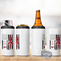 World AIDS Day 4 in 1 Can Cooler Tumbler American Flag Red Ribbon Gift - Wonder Print Shop