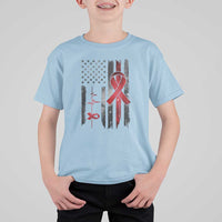 World AIDS Day T Shirt For Kid American Flag Red Ribbon Gift - Wonder Print Shop