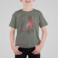 World AIDS Day T Shirt For Kid American Flag Red Ribbon Gift - Wonder Print Shop