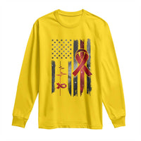 World AIDS Day Long Sleeve Shirt American Flag Red Ribbon Gift - Wonder Print Shop