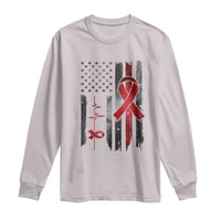 World AIDS Day Long Sleeve Shirt American Flag Red Ribbon Gift - Wonder Print Shop