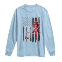 World AIDS Day Long Sleeve Shirt American Flag Red Ribbon Gift - Wonder Print Shop