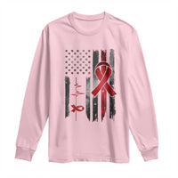 World AIDS Day Long Sleeve Shirt American Flag Red Ribbon Gift - Wonder Print Shop