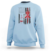 World AIDS Day Sweatshirt American Flag Red Ribbon Gift - Wonder Print Shop
