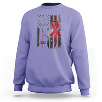 World AIDS Day Sweatshirt American Flag Red Ribbon Gift - Wonder Print Shop