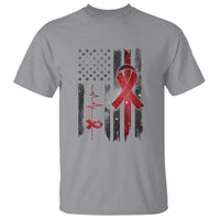 World AIDS Day T Shirt American Flag Red Ribbon Gift - Wonder Print Shop