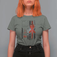 World AIDS Day T Shirt For Women American Flag Red Ribbon Gift - Wonder Print Shop
