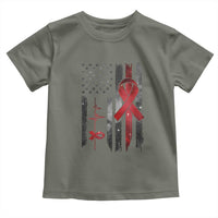 World AIDS Day Toddler T Shirt American Flag Red Ribbon Gift - Wonder Print Shop