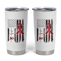 World AIDS Day Tumbler Cup American Flag Red Ribbon Gift - Wonder Print Shop