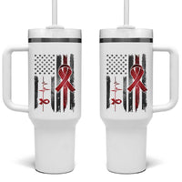 World AIDS Day Tumbler With Handle American Flag Red Ribbon Gift - Wonder Print Shop
