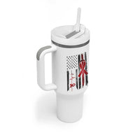 World AIDS Day Tumbler With Handle American Flag Red Ribbon Gift - Wonder Print Shop