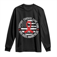 Support Educate Care Cure HIV Awareness Month Gift Long Sleeve Shirt - Wonder Print Shop