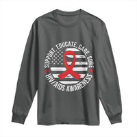 Support Educate Care Cure HIV Awareness Month Gift Long Sleeve Shirt - Wonder Print Shop
