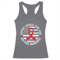 Support Educate Care Cure HIV Awareness Month Gift Racerback Tank Top - Wonder Print Shop