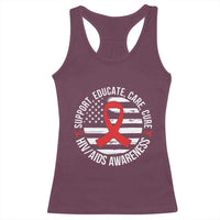 Support Educate Care Cure HIV Awareness Month Gift Racerback Tank Top - Wonder Print Shop