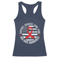 Support Educate Care Cure HIV Awareness Month Gift Racerback Tank Top - Wonder Print Shop