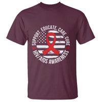 Support Educate Care Cure HIV Awareness Month Gift T Shirt - Wonder Print Shop