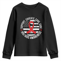 Support Educate Care Cure HIV Awareness Month Gift Youth Sweatshirt - Wonder Print Shop