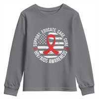 Support Educate Care Cure HIV Awareness Month Gift Youth Sweatshirt - Wonder Print Shop
