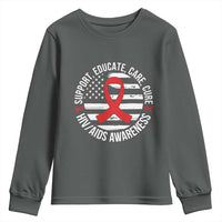 Support Educate Care Cure HIV Awareness Month Gift Youth Sweatshirt - Wonder Print Shop
