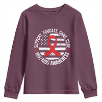 Support Educate Care Cure HIV Awareness Month Gift Youth Sweatshirt - Wonder Print Shop