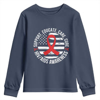 Support Educate Care Cure HIV Awareness Month Gift Youth Sweatshirt - Wonder Print Shop