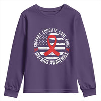 Support Educate Care Cure HIV Awareness Month Gift Youth Sweatshirt - Wonder Print Shop