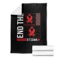 End The Stigma HIV Awareness Throw Blanket Red Ribbon Gift - Wonder Print Shop