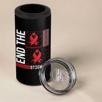 End The Stigma HIV Awareness 4 in 1 Can Cooler Tumbler Red Ribbon Gift - Wonder Print Shop
