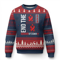End The Stigma HIV Awareness Ugly Christmas Sweater Red Ribbon Gift - Wonder Print Shop
