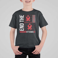 End The Stigma HIV Awareness T Shirt For Kid Red Ribbon Gift - Wonder Print Shop