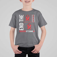 End The Stigma HIV Awareness T Shirt For Kid Red Ribbon Gift - Wonder Print Shop