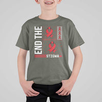 End The Stigma HIV Awareness T Shirt For Kid Red Ribbon Gift - Wonder Print Shop