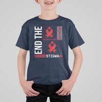 End The Stigma HIV Awareness T Shirt For Kid Red Ribbon Gift - Wonder Print Shop