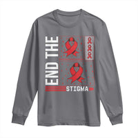 End The Stigma HIV Awareness Long Sleeve Shirt Red Ribbon Gift - Wonder Print Shop
